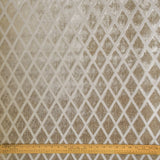 Geometric Diamonds Beige Jacquard Cut Velvet Curtain Panels