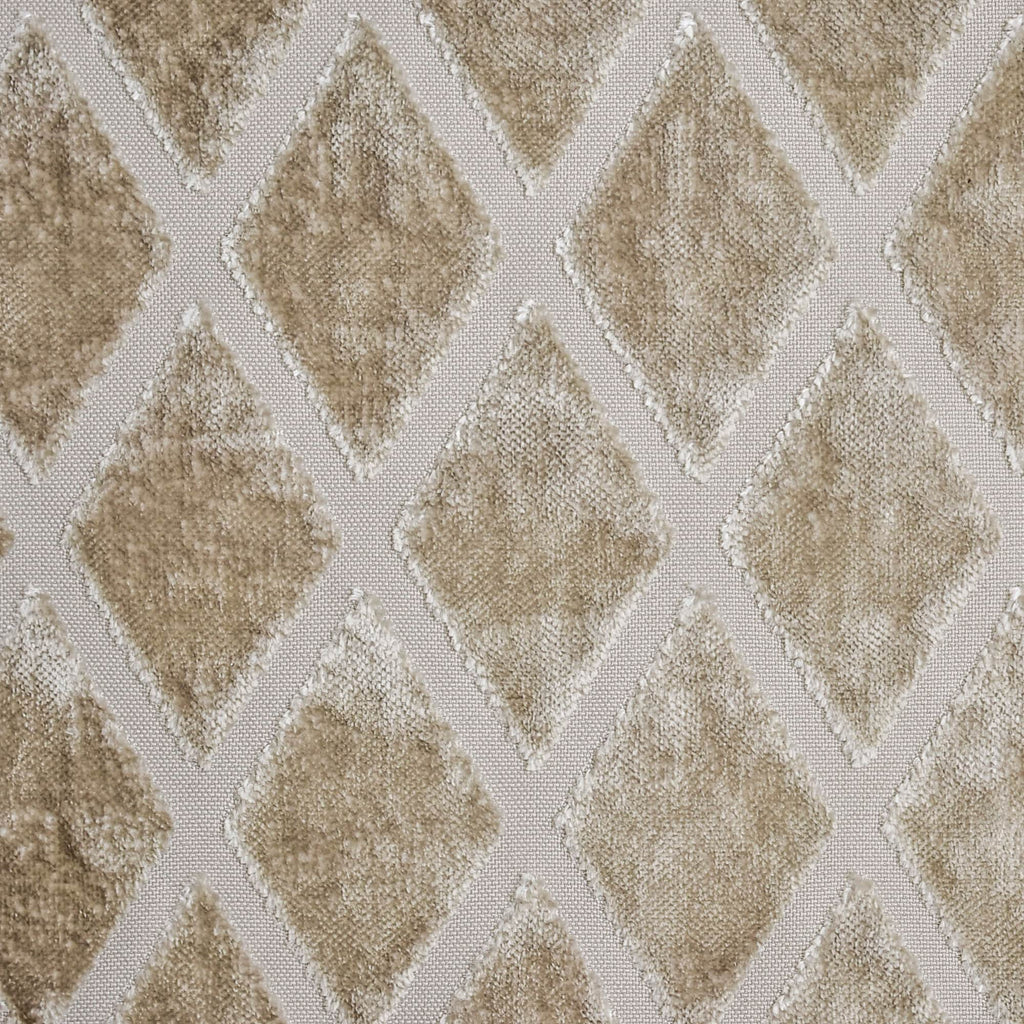 Geometric Diamonds Beige Jacquard Cut Velvet Curtain Panels