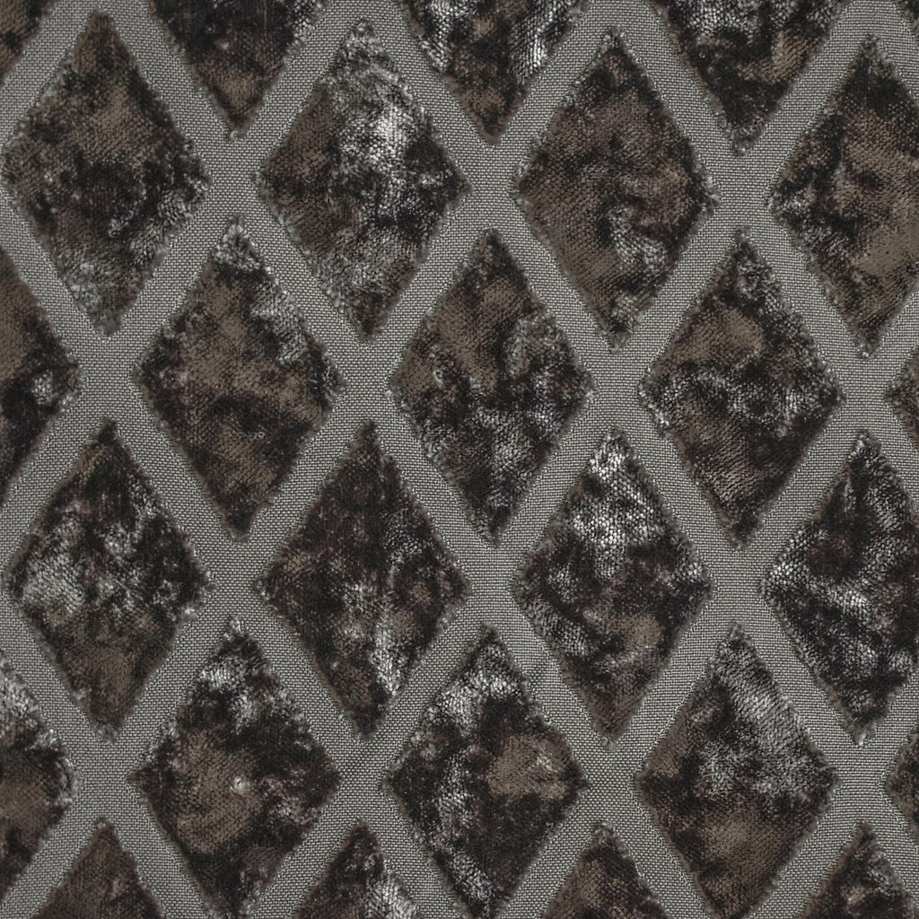 Geometric Diamonds Charcoal Jacquard Velvet Curtain Panels