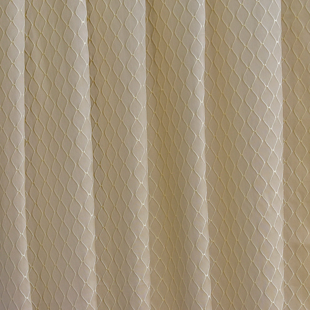 Beige Diamonds Geometric Viscose Embroidered Curtain Panels