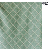 Duck Egg Leafy Diamond Chain Stitch Linen Curtain Panels