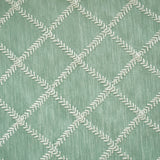 Duck Egg Leafy Diamond Chain Stitch Linen Curtain Panels