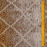 Light Brown Damask Jacquard Velvet Geometric Curtain Panels