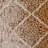 Light Brown Damask Jacquard Velvet Geometric Curtain Panels