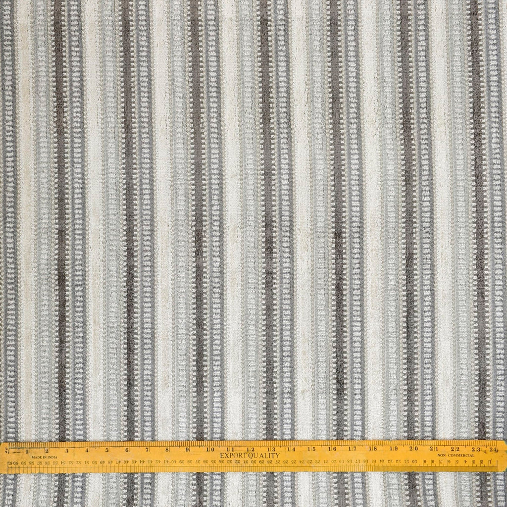 Grey, Teal Stripes Jacquard Chenille Velvet Curtain Panels