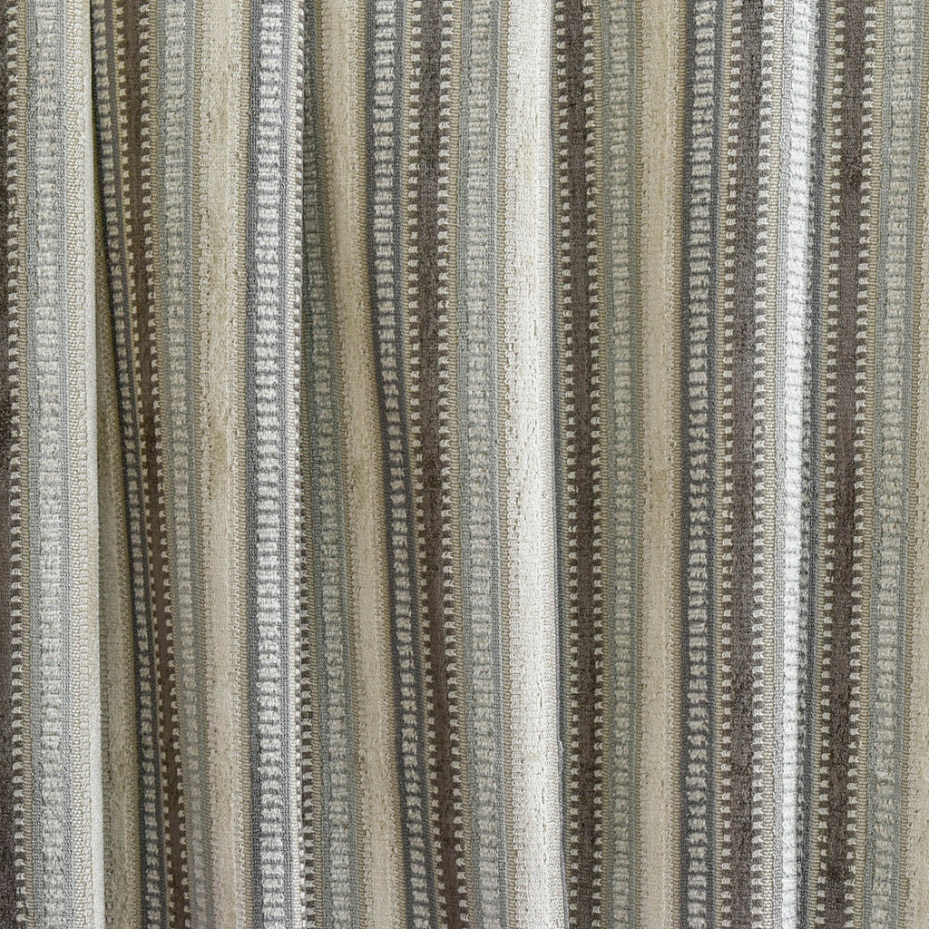 Grey, Teal Stripes Jacquard Chenille Velvet Curtain Panels