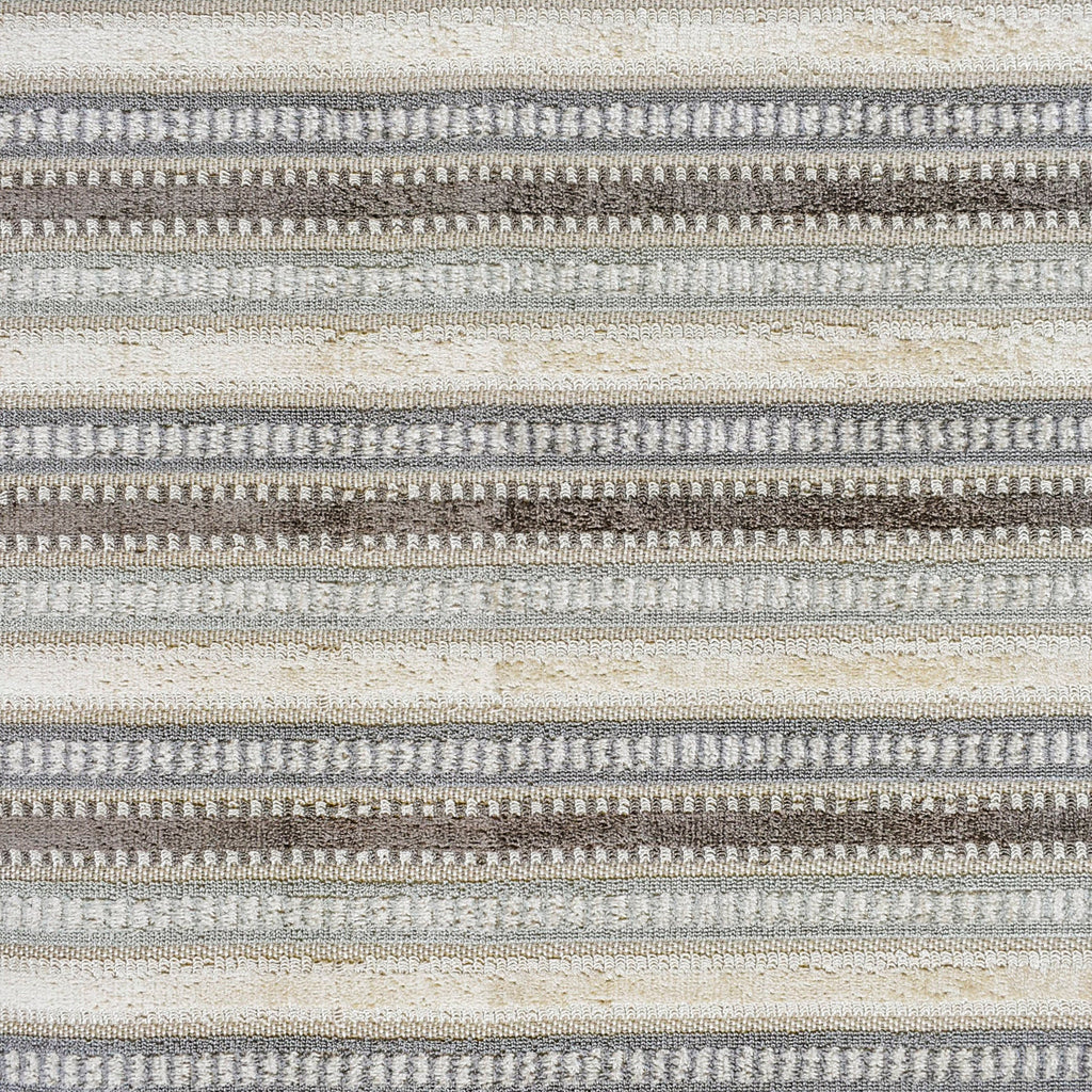 Grey, Teal Stripes Jacquard Chenille Velvet Curtain Panels