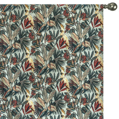 Sea Green, Red Cockatoo Love Cotton Printed Curtain Panels