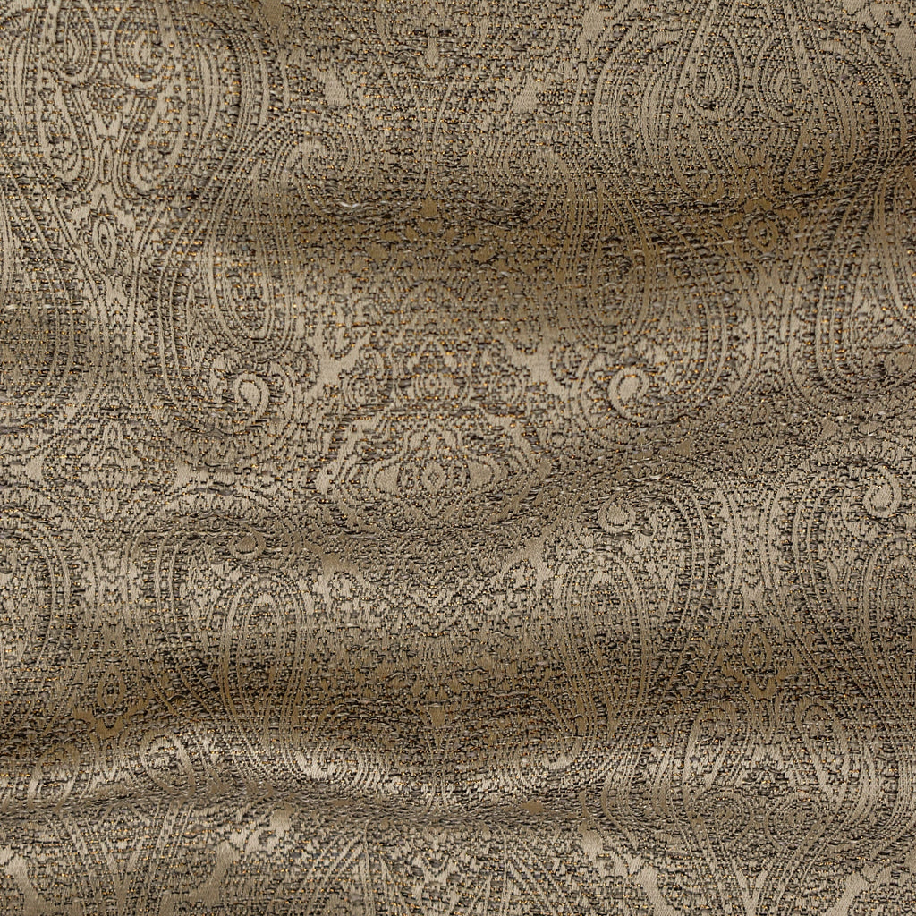 Beige Damask With Copper Lurex Zari Woven Curtain Panels