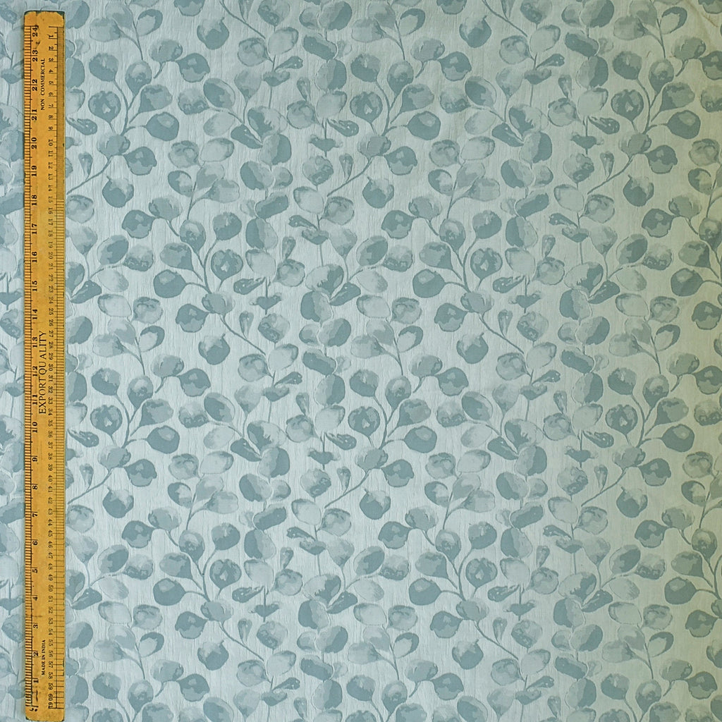 Dusky Blue Petals Jacquard Weave Curtain Panels