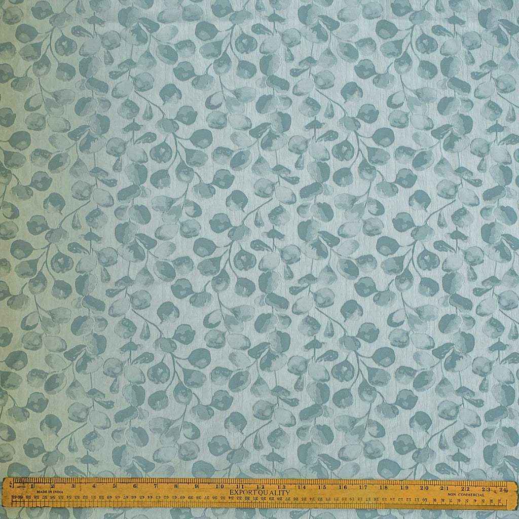 Dusky Blue Petals Jacquard Weave Curtain Panels