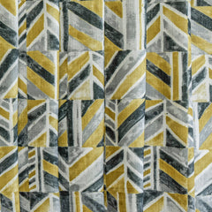 Chartreuse Abstract Grey Printed Cotton Curtain Panels