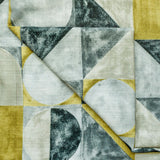 Chartreuse Shapes Grey Printed Cotton Curtain Panels