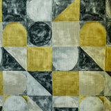 Chartreuse Shapes Grey Printed Cotton Curtain Panels