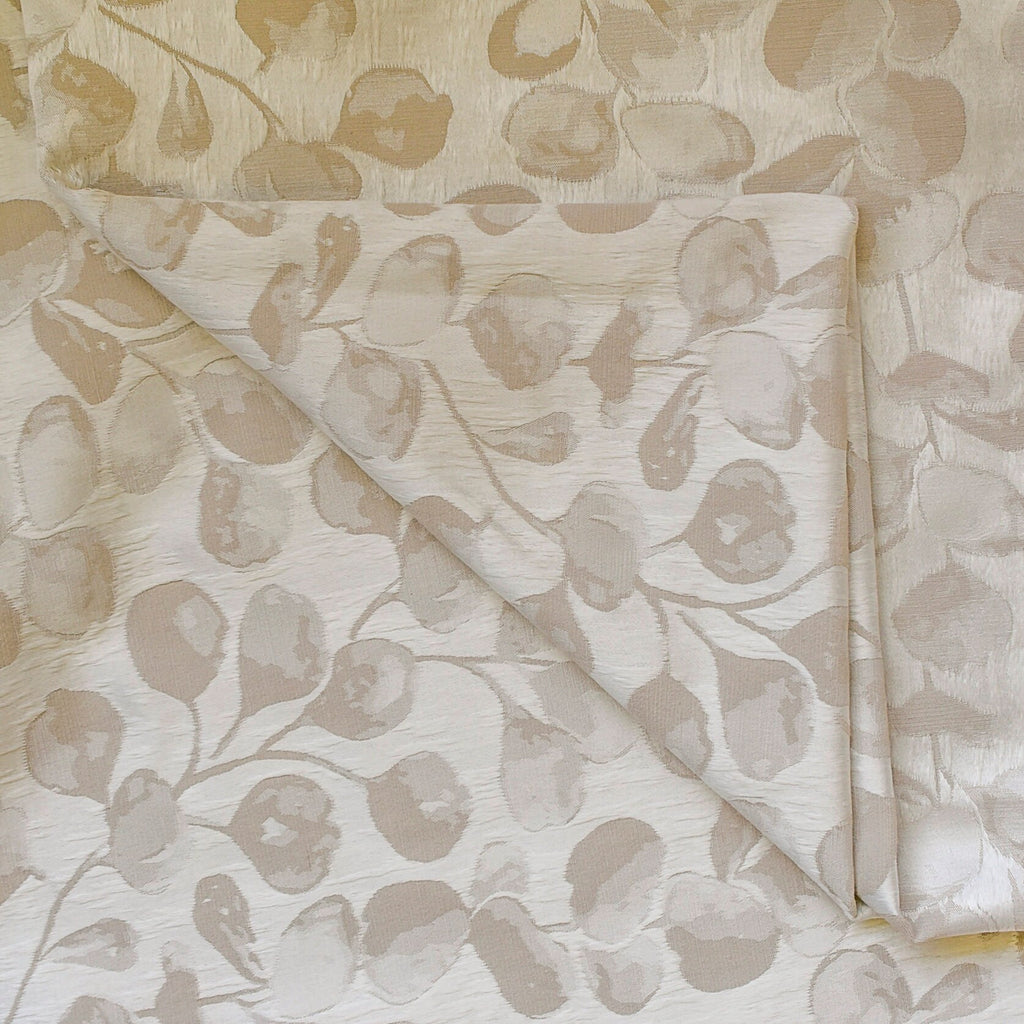 Beige Petals Jacquard Weave Curtain Panels