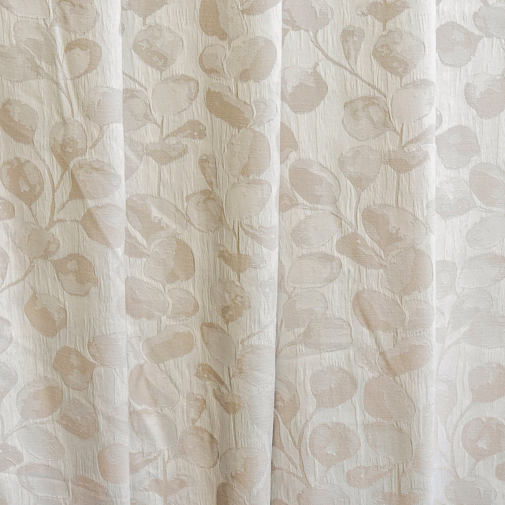 Beige Petals Jacquard Weave Curtain Panels