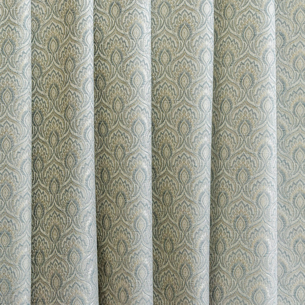 Floral Teal Peacock Jacquard Weave Curtain Panels