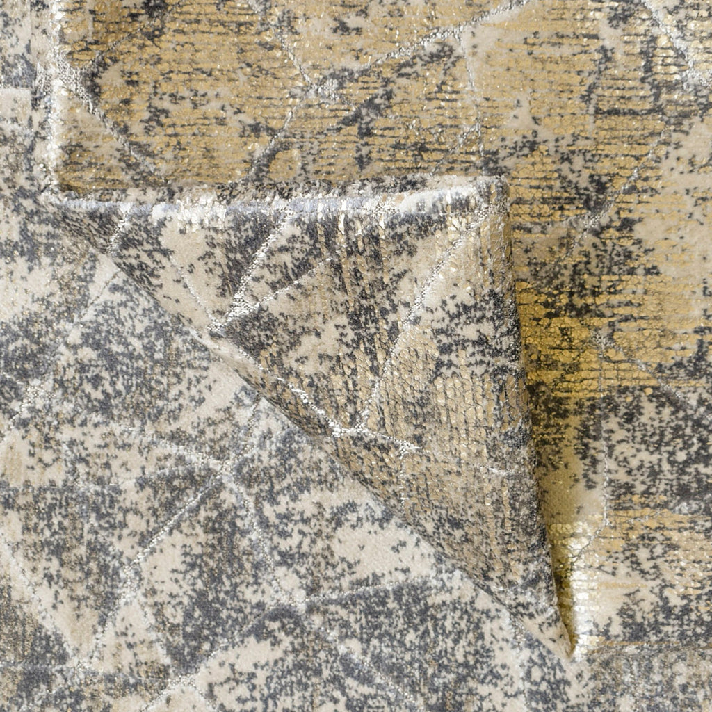 Beige Mosaic Foil Velvet Printed Textured Curtain Panels