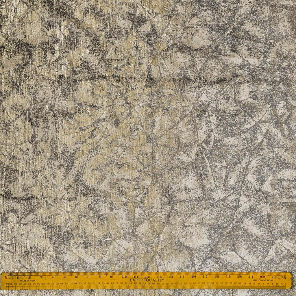 Beige Mosaic Foil Velvet Printed Textured Curtain Panels