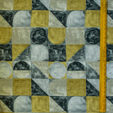 Chartreuse Shapes Grey Printed Cotton Curtain Panels
