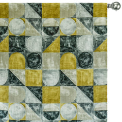 Chartreuse Shapes Grey Printed Cotton Curtain Panels
