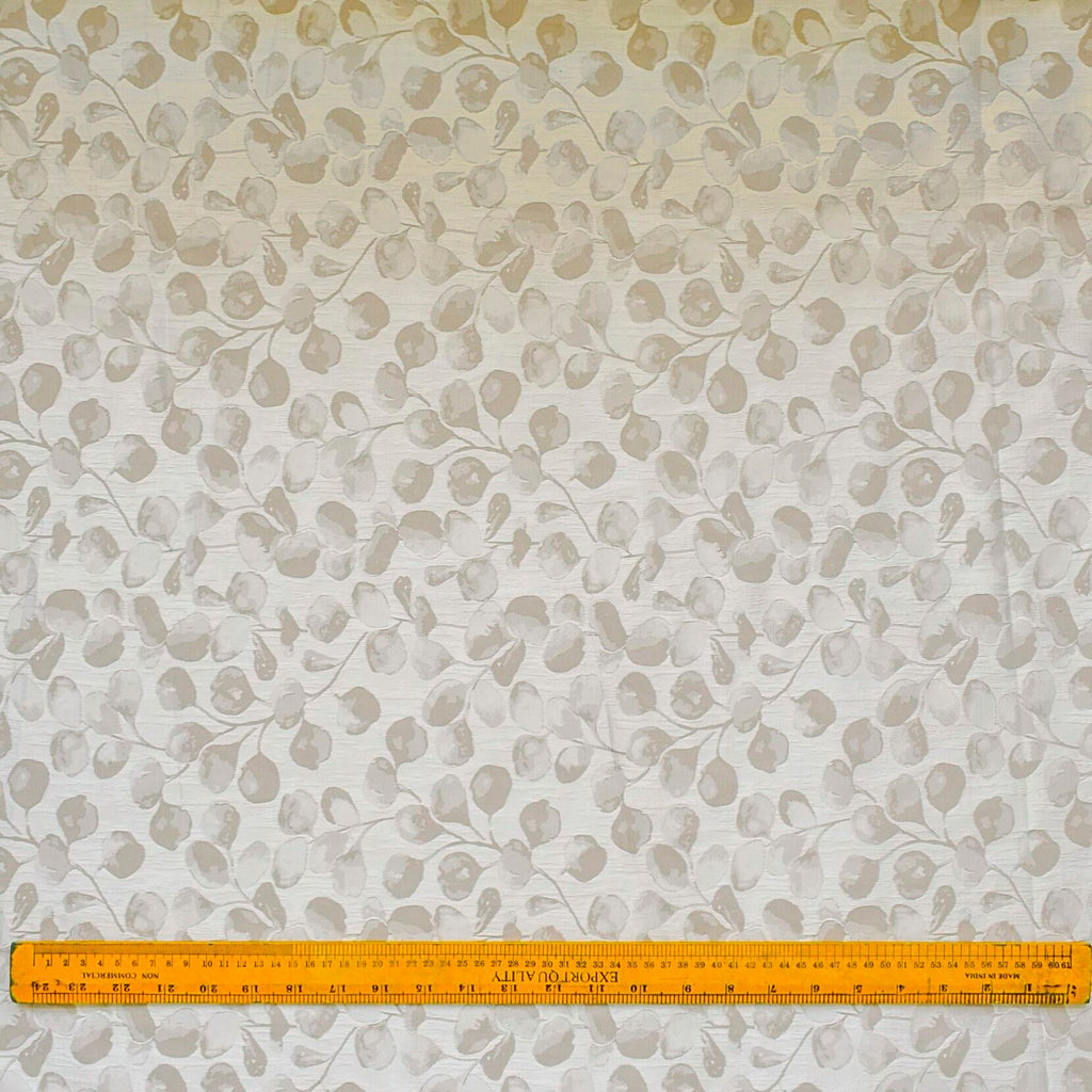 Beige Petals Jacquard Weave Curtain Panels