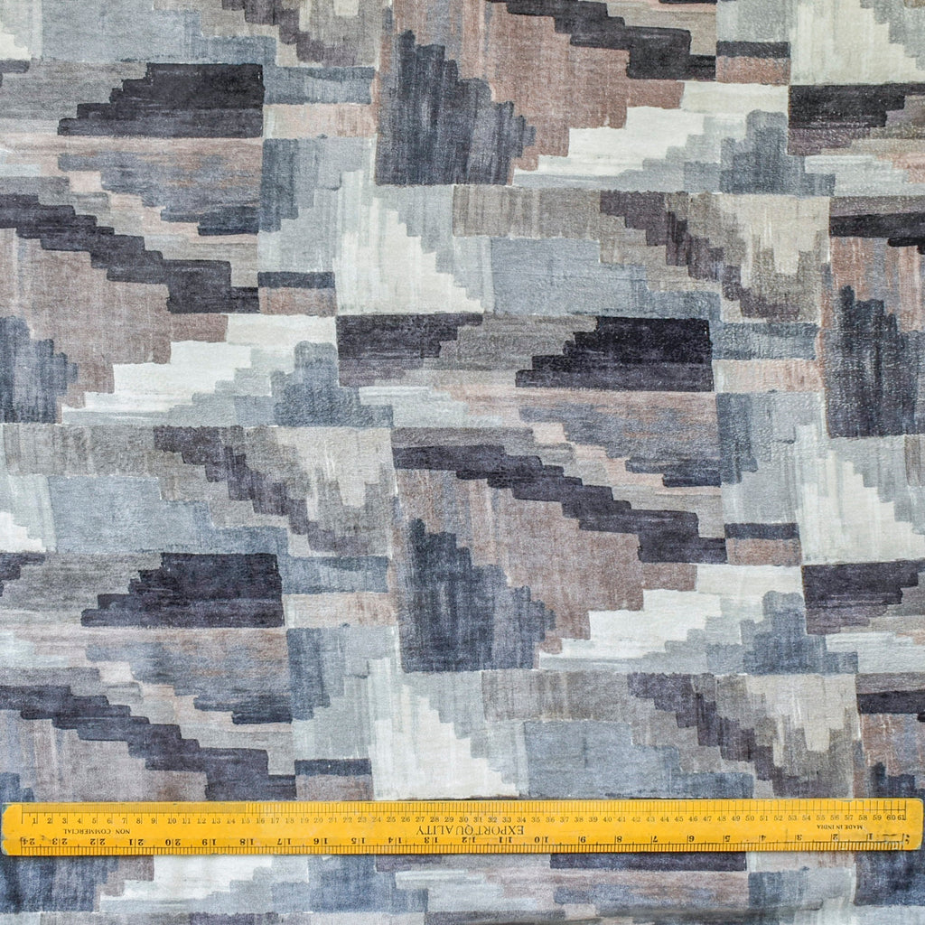 Shades of Gray N Brown Abstract Velvet Print Curtain Panels