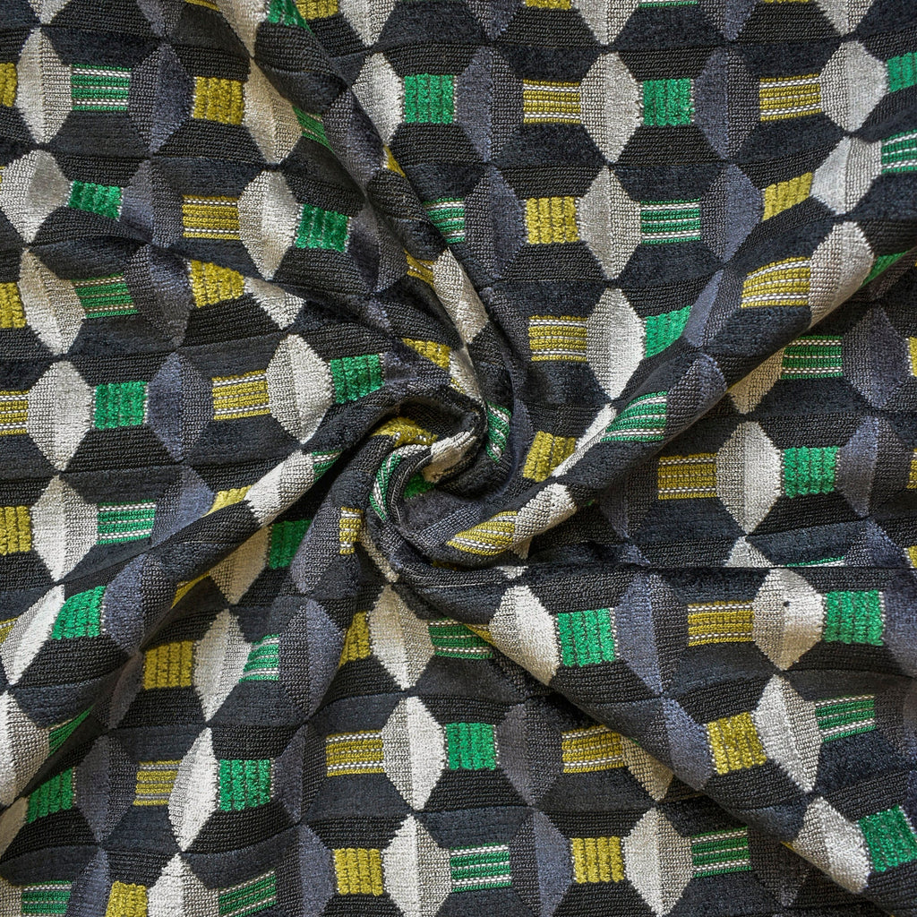 Charcoal Gray Color Pop Jacquard Velvet Curtain Panels