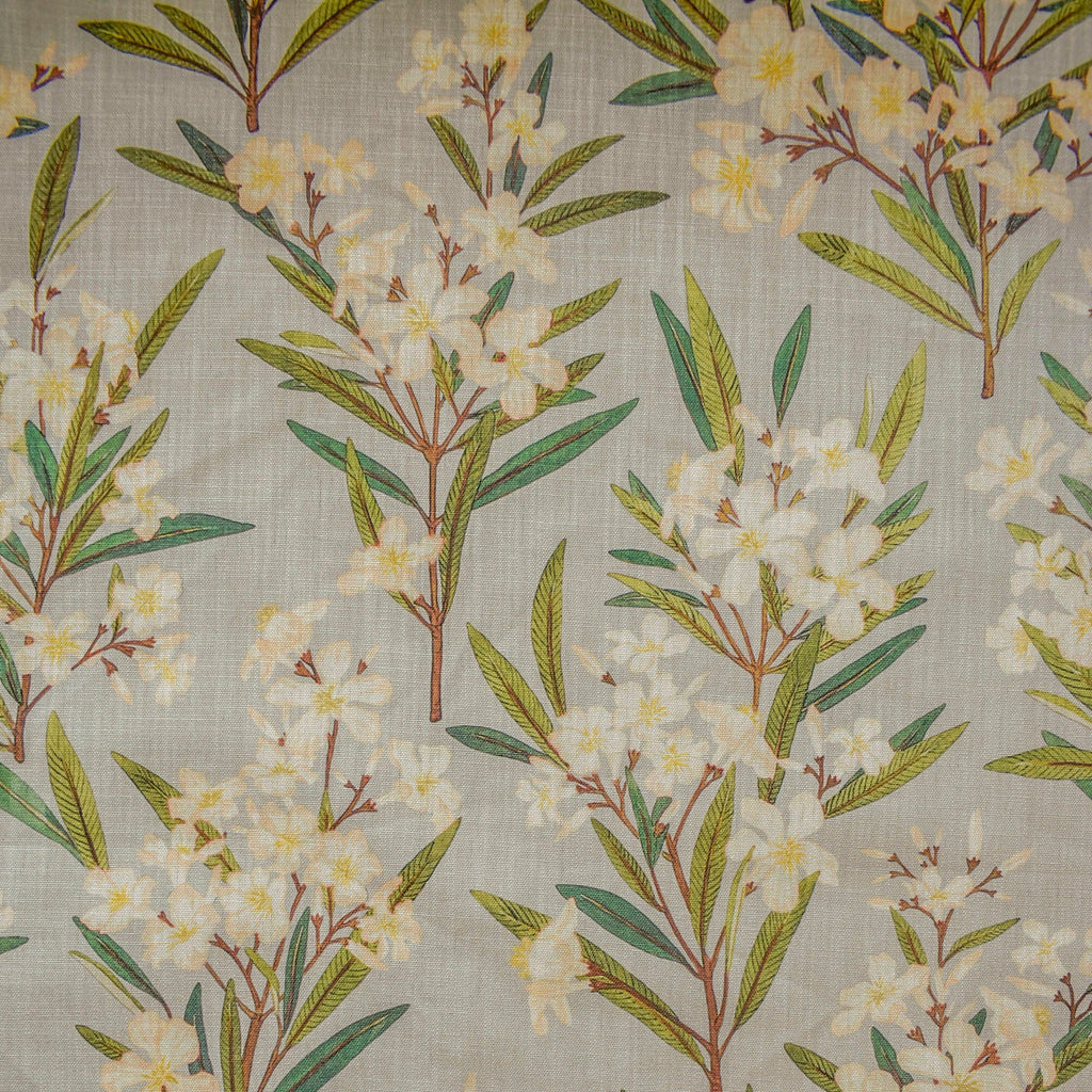 Green Cream Flowers Printed Cotton Curtain Panels