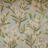 Green Cream Flowers Printed Cotton Curtain Panels