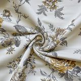 Mustard Yellow Flowers Jacquard Embroidery Curtain Panels