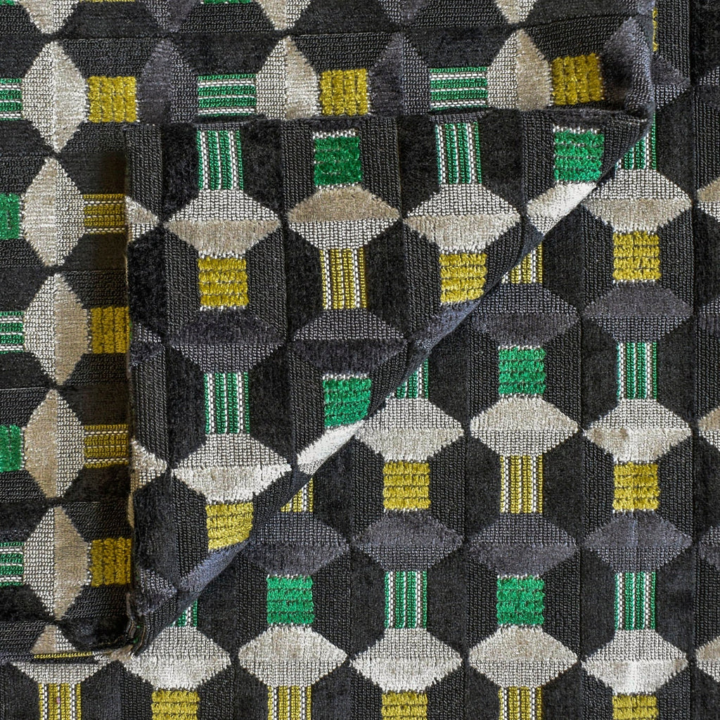 Charcoal Gray Color Pop Jacquard Velvet Curtain Panels