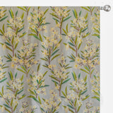 Green Cream Flowers Printed Cotton Curtain Panels