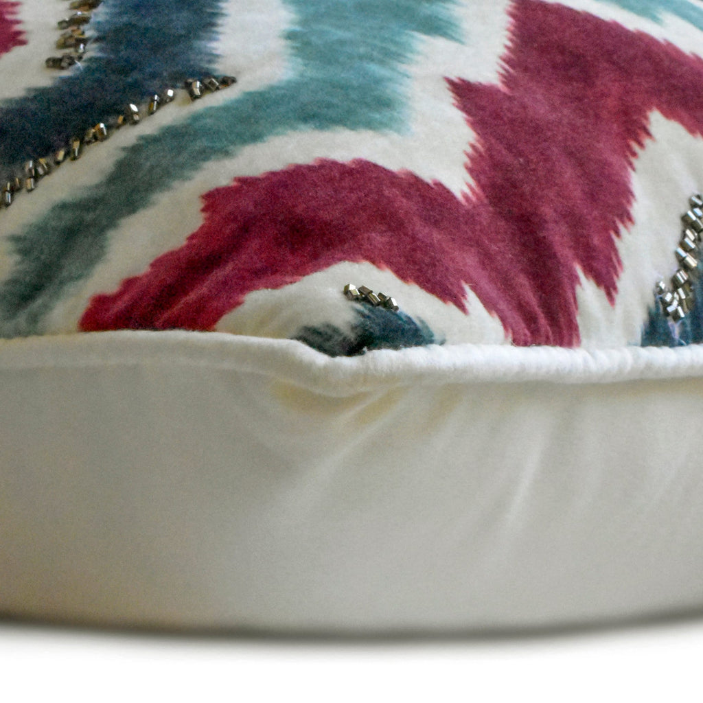 Chevron Groove - Blue Velvet Throw Cushion Cover