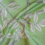 Green, White Heron N Daffodil Printed Cotton Curtain Panels