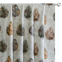 Vintage Leaves Gray Digital Printed Polyester Curtain Panels