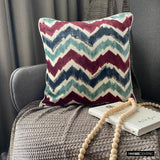 Chevron Groove - Blue Velvet Throw Cushion Cover