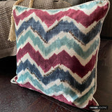 Chevron Groove - Blue Velvet Throw Cushion Cover