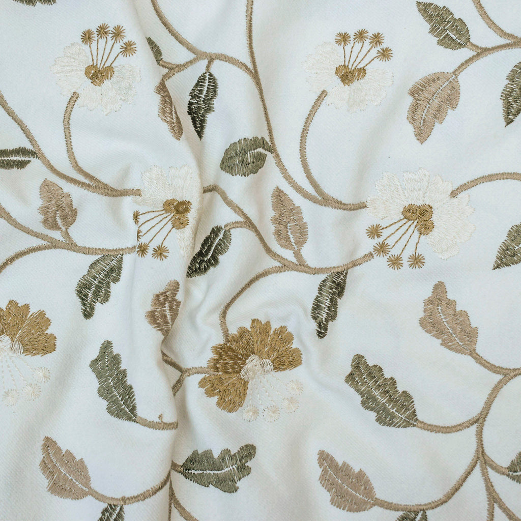 Floral Nursery Ivory Cotton Embroidery Curtain Panels