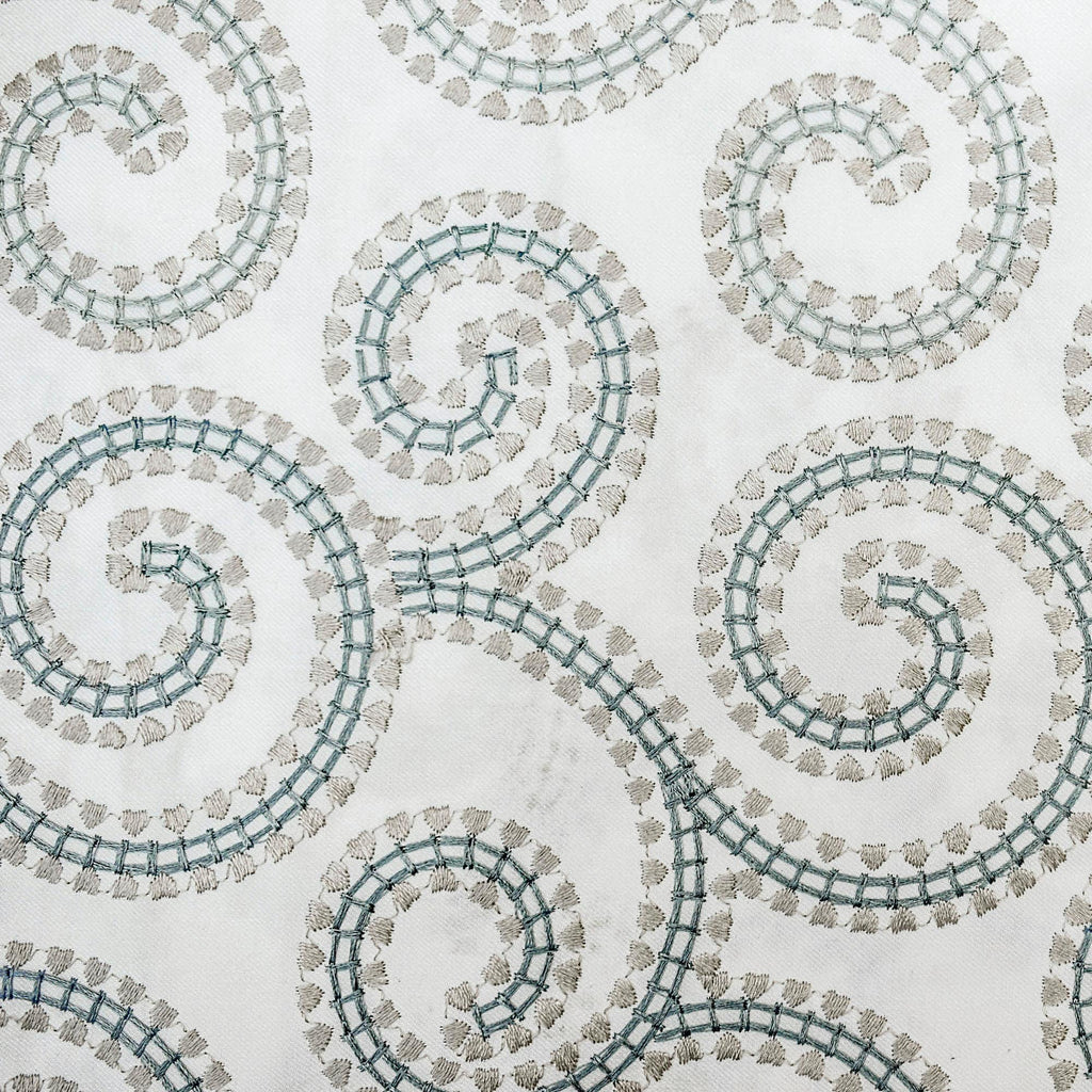 Spirals N Scrolls Ivory Cotton Embroidery Curtain Panels