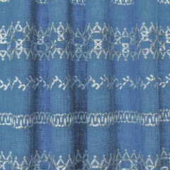 Light Blue, White Geometric Cotton Embroidery Curtain Panels