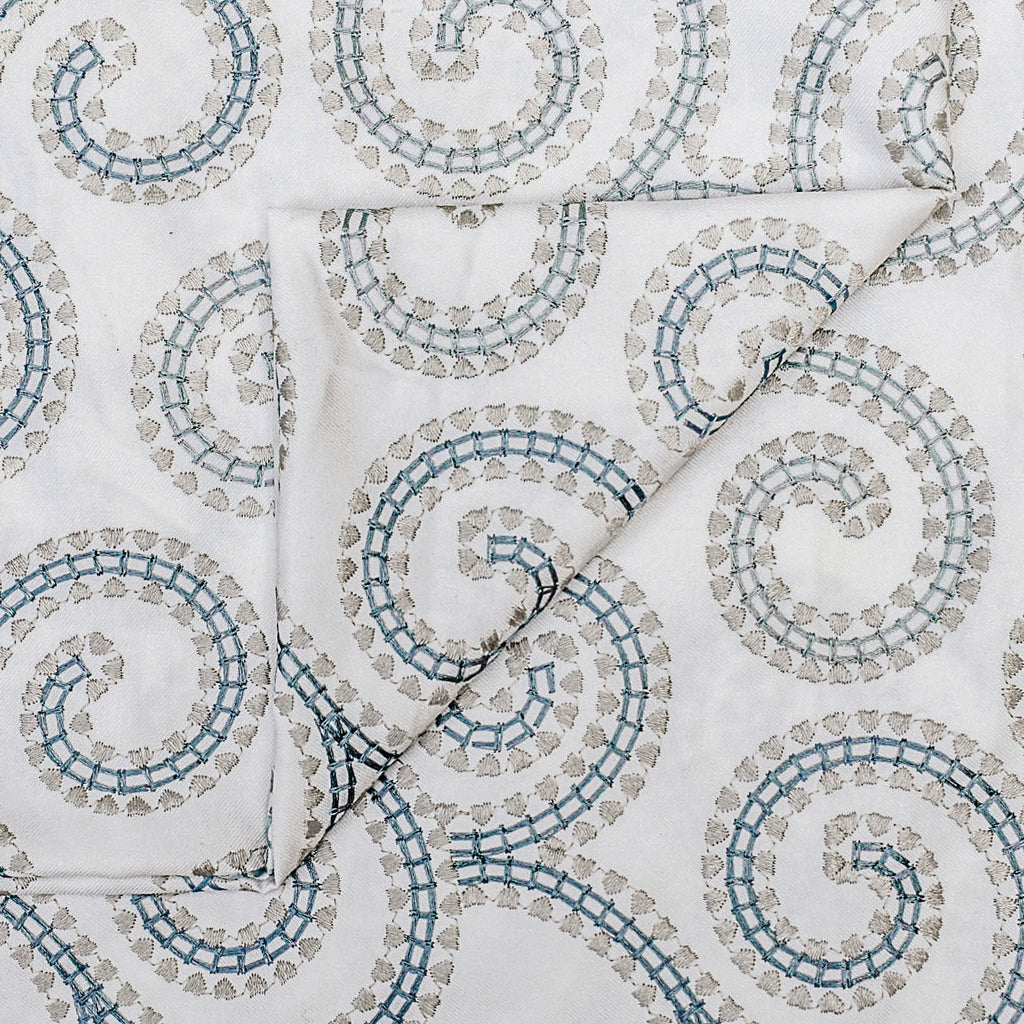 Spirals N Scrolls Ivory Cotton Embroidery Curtain Panels
