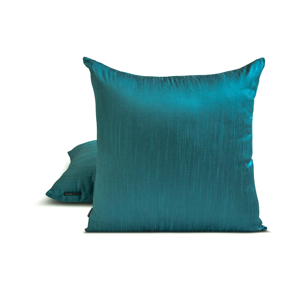 Teal Blue Luxury - Teal Blue Art Silk Throw Cushion Cover Pack of 2
