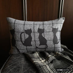 Witchy Paws - Gray Wool Decorative Lumbar Cushion Cover