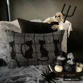 Witchy Paws - Gray Wool Decorative Lumbar Cushion Cover