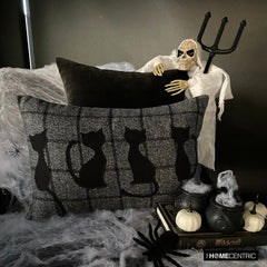 Witchy Paws - Gray Wool Decorative Lumbar Cushion Cover