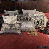 Spotted Wild - Black Faux Leather Throw Cushion Cover