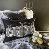 Black Linen Decorative Lumbar Pillow Cover - Vintage Pumpkins
