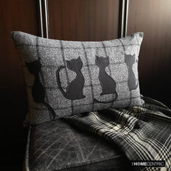Witchy Paws - Gray Wool Decorative Lumbar Cushion Cover