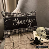 Spooky Vibes - Black & White Cotton Decorative Lumbar Cushion Cover